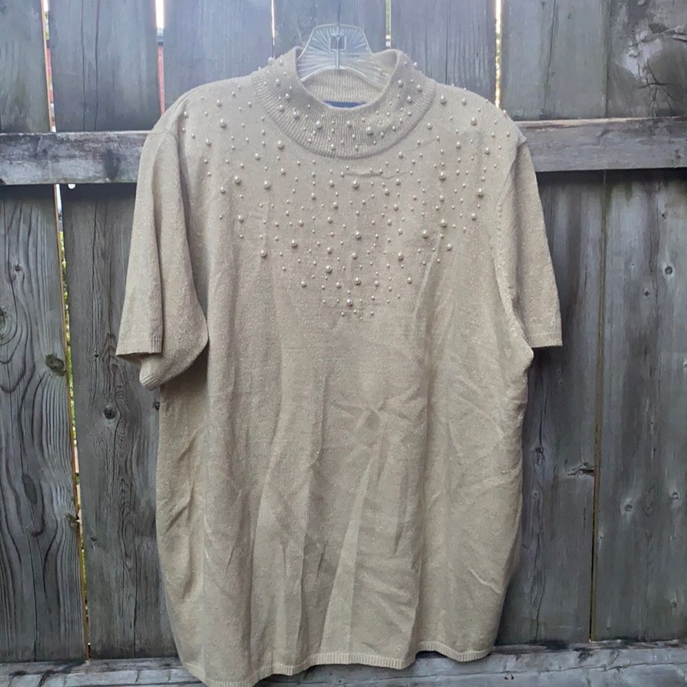 Susan Graver Pearl accented top and cardigan sz. 1X